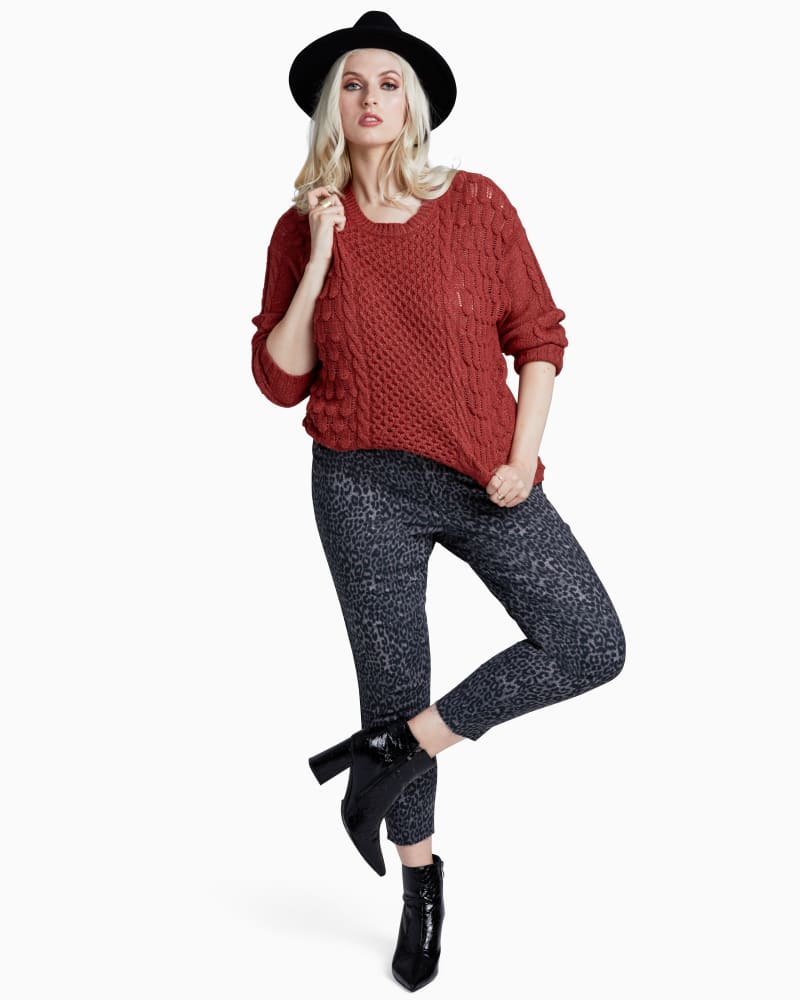 Plus size model with hourglass body shape wearing Ariel Cozy Stitch Sweater by East Adeline | Dia&Co | dia_product_style_image_id:111644